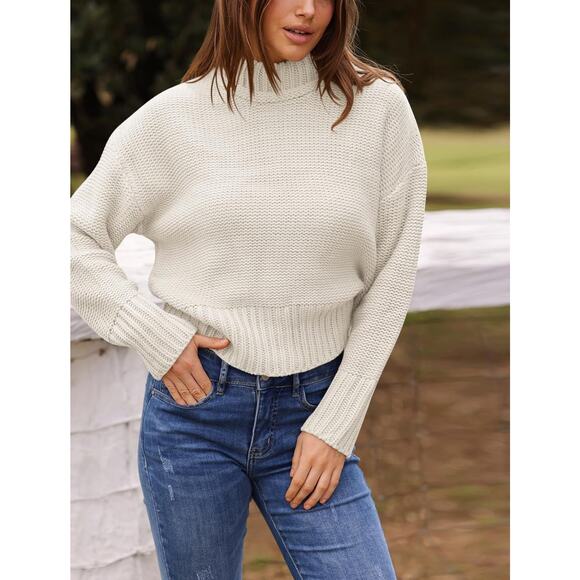 Womens Oversized Chunky Sweaters Crewneck Long Sleeve Cable Knit Fall Pullover - Picture 4 of 5